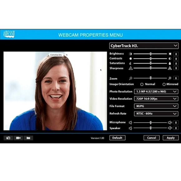 Adesso CyberTrack H3 720P HD USB Webcam with Built in Microphone New - Picture 9 of 14